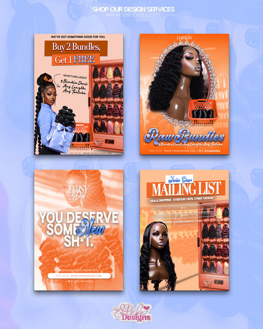 Custom Black Friday Flyer Pack for Hair & Beauty Brands | Wig, Lash & Makeup Business Templates – Elle Bé Designs